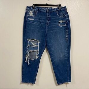 American Eagle Jeans Womens Size 20 Blue Mom Jean distressed Comfort Stretch NWT